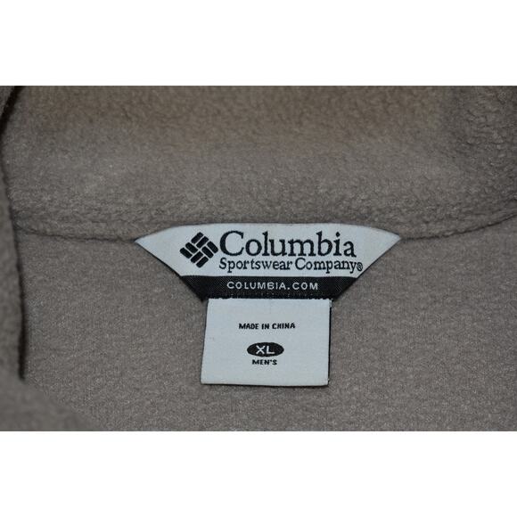 Columbia Fleece Jacket Vest Mens Size XL Camping Hiking Tan Polyester Full Zip - Picture 5 of 6